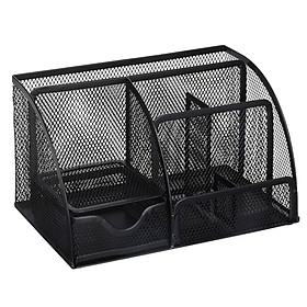 Office Table 6-Grid Mesh Storage Box Notes Pencil Stand Table Organizer Office Supplies