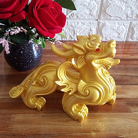 Mua Kỳ Hưu phong thủy đá poly vàng một con KHV20