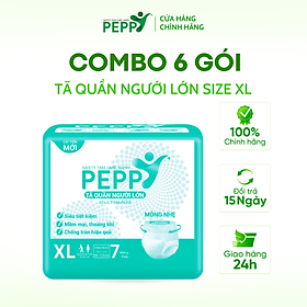Combo 6 gói Tã/Bỉm Quần Người Lớn, Người Già Peppy Siêu Mỏng, Siêu Thấm, Mềm Mại, Kháng Khuẩn Size M8/L7/XL7 - XL