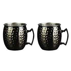 2 Pieces Moscow Mule Cup Hammered Copper Stainless Steel Mugs 530ml Gift
