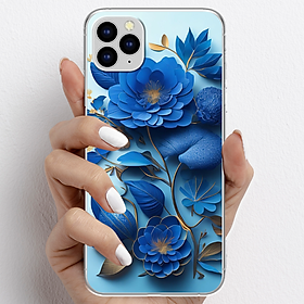 Ốp lưng cho iPhone 11 Pro, iPhone 11 Promax nhựa TPU mẫu Hoa xanh dương
