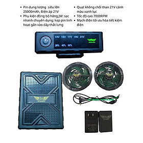 Mua Combo pin quạt áo điều hòa cao cấp Nhật Bản  dung lượng pin khủng 25.000mAh các mức điện áp 21V  quạt không chổi than