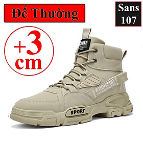 Hình ảnh Boot nam cao cổ độn đế 6cm Sans107 boost đen bot xám be boots có dây buộc bốt lửng fullbox size 39 40 41 42 43 44