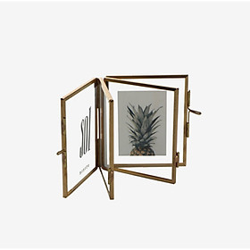 Khung ảnh trang trí dạng gập để bàn Monote Havana, màu Gold, chất liệu thủy tinh và thép