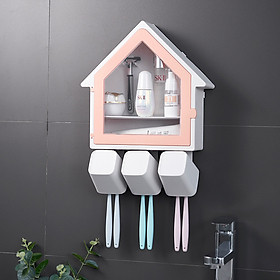 Hộp/ Kệ Đựng Vật Dụng Nhà Tắm Hình Mái Nhà Sang Trọng Được Chọn Màu ( Tặng Kèm 3 Ly ) - PaKaSa