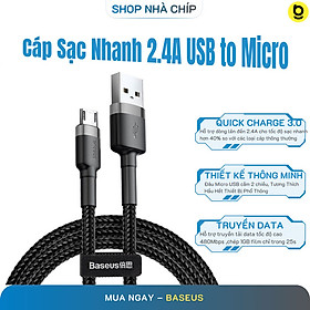 Mua Cáp Sạc Nhanh Micro USB Cho Smartphone Android 2.4A Baseus Cafule