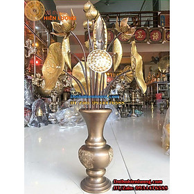 Mua Bó Hoa Sen 15 Bông Màu Nâu Giả Cổ Bằng Đồng Thau Nguyên Chất - Đồ Thờ Cúng Bằng Đồng Đẹp