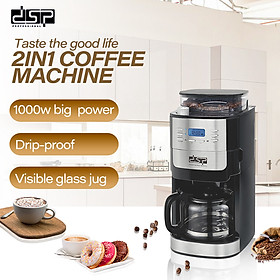 Mua Máy pha cà phê tự động 2 trong 1 kiêm xay hạt cà phê DSP KA3055 - Công suất 1000W - HÀNG NHẬP KHẨU