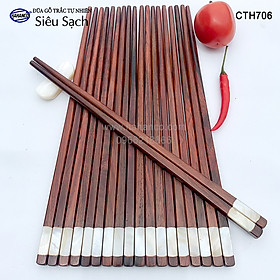 Mua Đũa gỗ Trắc đầu khảm xà cừ 2 cạnh (10 đôi/hộp) CTH706 - Làm quà tặng hoặc biếu cho người thân  đối tác