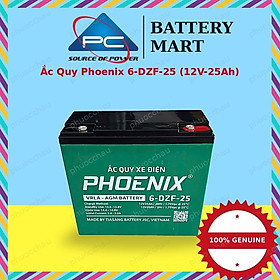 Ắc Quy Phoenix 6-DZF-25 (12V 25Ah) Cho Xe Đạp Điện, Xe Máy Điện