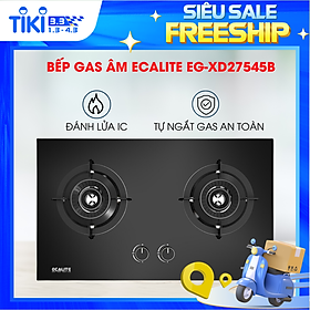 Bếp gas âm 2 vùng nấu Ecalite EG-XD27545B - Đánh lửa bằng IC - Hàng chính hãng