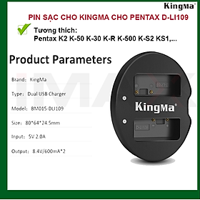 Mua SẠC ĐÔI KINGMA CHO PENTAX D-LI109 - HÀNG CHÍNH HÃNG