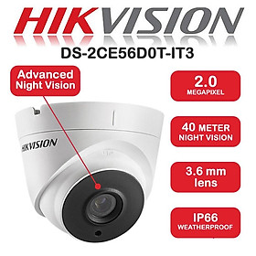 Mua Camera HD-TVI Dome hồng ngoại 2.0 Megapixel HIKVISION DS-2CE56D0T-IT3 - HÀNG CHÍNH HÃNG