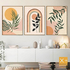 Mua bộ 3 tranh canvas tone vàng cam  tranh treo tường có đinh tặng kèm