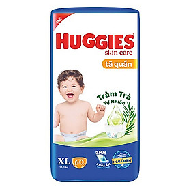 Tã/bỉm quần HUGGIES SKINCARE gói SUPER JUMBO size XL 60 miếng