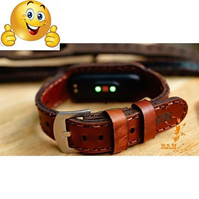 DÂY DÀNH CHO MIBAND 4 / MIBAND 3 DA BÒ NÂU ĐỎ - RAM Leather hàng chính hãng