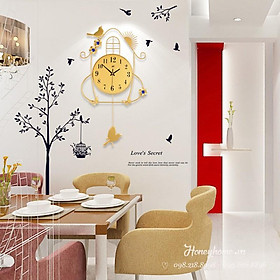 Đồng hồ treo tường Quả lắc hình chim sẻ vàng Gold DH082