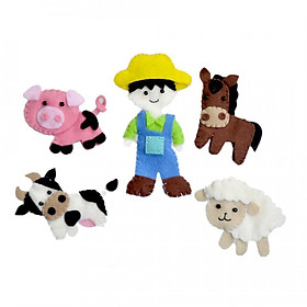 Bộ 5 Con Rối Ngón Tay Bài Hát Old MacDonald Had A Farm Latin Handmade LT528