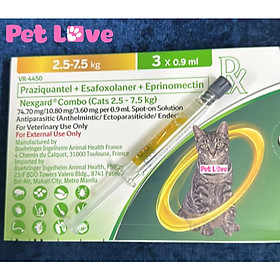Nexgard Combo diệt nội ngoại ký sinh trùng (mèo 2,5 - 7,5kg)