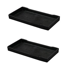 2 pieces Melamine Hotel Serving Tray Dished Cup Glass Cake Black 21x10.8cm