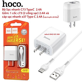 Mua Bộ sạc nhanh Hoco C73 -12W -2.4A  với 2 cổng sạc và dây sạc dài 1M an toàn cho điện thoại thông minh