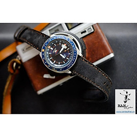 Dây đồng hồ da bò lộn màu đen tuyền cực kỳ sang trọng – ram classic 1966 - hàng chính hãng ram leather .