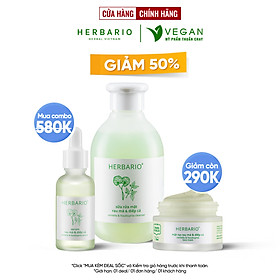 Bộ 3 chăm sóc da mụn cơ bản rau má & Diếp cá Herbario: Sữa rửa măt 200ml + Mặt nạ 30ml + Tinh chất 30ml