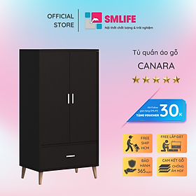 Tủ quần áo gỗ hiện đại SMLIFE Canara | Gỗ MDF dày 17mm chống ẩm | D80xR55xC155cm