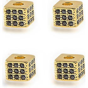 Combo 4 cái charm hợp kim vuông đính đá xỏ ngang - Ngọc Quý Gemstones