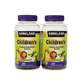 Hình ảnh sách Cặp 2 - Kẹo Bổ Sung Vitamin Cho Bé Kirkland Children’s Multivitamin 160V x 2 Hũ - Mỹ