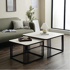 Mua Cặp bàn trà sofa vuông  mặt đá 3D  1 tầng