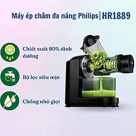 Máy ép trái cây chậm Philips HR1889 công suất 150W - Hàng nhập khẩu