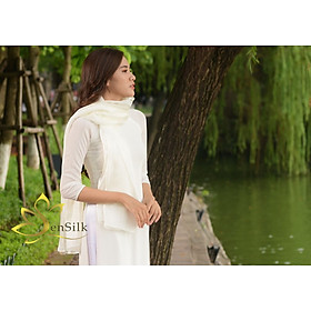 Khăn Lụa Trơn SenSilk Cao Cấp (Trắng Lụa) 180*55cm, Khăn Choàng Thời Trang