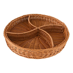 Round Fruit Baskets Wicker Woven Breads Baskets Tabletop Food Serving Tray Imitation Rattan Baskets for Vegetables