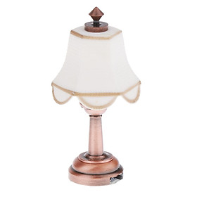 Dollhouse Miniature LED Light Desk Lamp w/ Umbrella Lampshade Model for 1:12