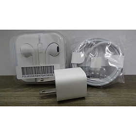 Combo bộ Sạc nhanh và tai nghe dành cho iPhone 6S Plus (củ vuông, cáp màu trắng, tai nghe có hộp)