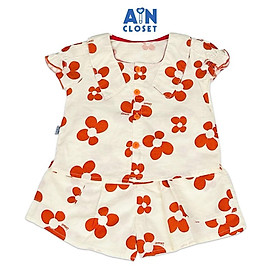 Bộ quần áo ngắn bé gái họa tiết Hoa 4 cánh đỏ cotton - AICDBGBL384Z - AIN Closet