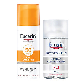 Gel Chống Nắng Cho Da Nhờn Mụn Eucerin Sun Gel-Cream Dry Touch Oil Control Spf50+ (50Ml) - tặng nước tẩy trang Dermato Clean (125ml)