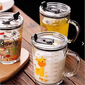 Mua Cốc chia vạch thủy tinh 350ml có nắp dùng để pha sữa uống nước Shop Movava - CCV1