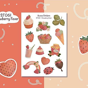 Sticker sheet strawberry fever - chuyên dán, trang trí sổ nhật kí, sổ tay | Bullet journal - Unim038