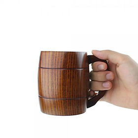 4X Wooden Beverage Mug W/ Handle Beer Drinks Cup Home Kitchen Birthday Gifts