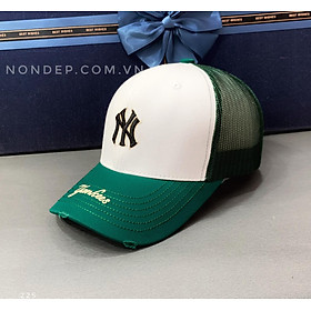 Nón kết, mũ lưỡi trai nam nữ NY MLB phối lưới vải Kaki đẹp