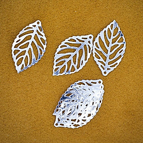 2-4pack 100 Pieces Pierced Tree Leaves Charm Pendant Jewelry Making Silver White
