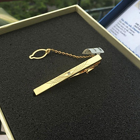 Kẹp cà vạt mạ vàng gắn kim cương tự nhiên CRV0101
