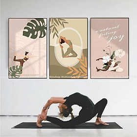 Mua Tranh treo tường tráng gương trang trí decor phòng yoga 2 tặng kèm đinh treo