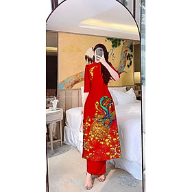 Áo dài lụa tằm in 3D Mai Phụng sang trọng AD06- Lady Fashion