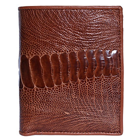 HP2458 - Bóp nam Huy Hoàng da đà điểu da chân 2 mặt da kiểu đứng màu vàng bò