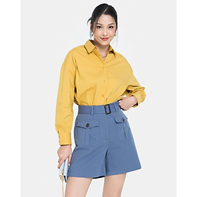 Áo Sơ Mi Nữ Thời Trang JUNO Oversize Thân Sau Cutout JNASM005 - Vàng - S