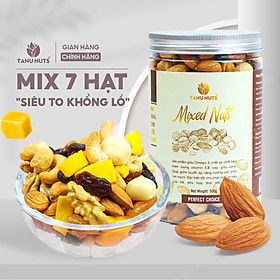Hạt dinh dưỡng mix 7 loại TANU NUTS , hạt ngũ cốc bà bầu gồm macca, óc chó, hạnh nhân, điều, nho, xoài, việt quất - Hũ 500gr