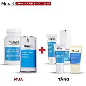 Bộ Murad Acne: Viên uống mụn Pure Skin Clarifying 120 viên + Gel Dưỡng Oil-Free Water 47ml TẶNG 30 Days Acne Kit